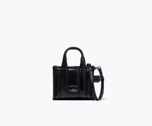 Black Marc Jacobs The Shiny Crinkle Leather Mini Women's Tote Bags | NKYD-63910