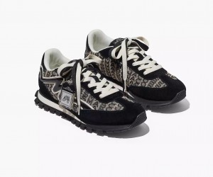 Black / White Marc Jacobs Monogram Jogger Women's Sneakers | UJNH-42830