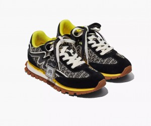 Black / Yellow Marc Jacobs Monogram Jogger Women's Sneakers | CSNX-02845