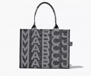 Blue Marc Jacobs The Monogram Denim Large Women's Tote Bags | XKAV-82501