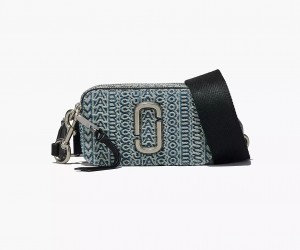 Blue Marc Jacobs The Washed Monogram Denim Snapshot Women's Crossbody Bags | TFYS-60257