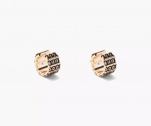 Gold Marc Jacobs The Monogram Engraved Hoops Women's Earrings | LGNO-82769