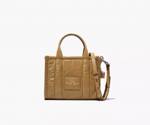 Light Brown Marc Jacobs The Shiny Crinkle Leather Small Women's Tote Bags | KLUQ-46037