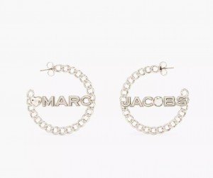 Silver Marc Jacobs The Charmed Chain Hoops Women's Earrings | JZMR-01274