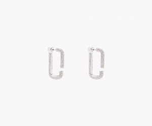 Silver Marc Jacobs The J Crystal Hoops Women's Earrings | NTMZ-82163