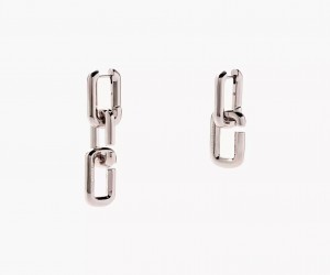 Silver Marc Jacobs The J Marc Chain Link Women's Earrings | SUBX-73260