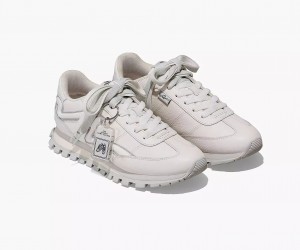 White Marc Jacobs The Leather Jogger Women's Sneakers | AYBC-67104