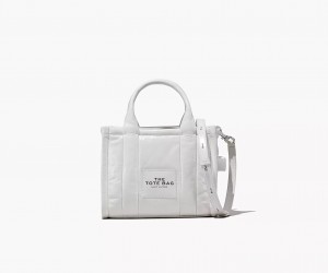 White Marc Jacobs The Shiny Crinkle Leather Small Women's Tote Bags | MBLJ-81274