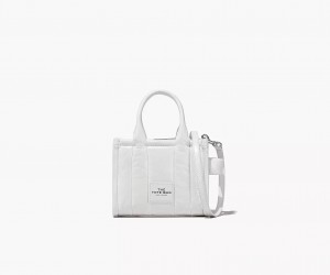 White Marc Jacobs The Shiny Crinkle Leather Mini Women's Tote Bags | SNIU-10352