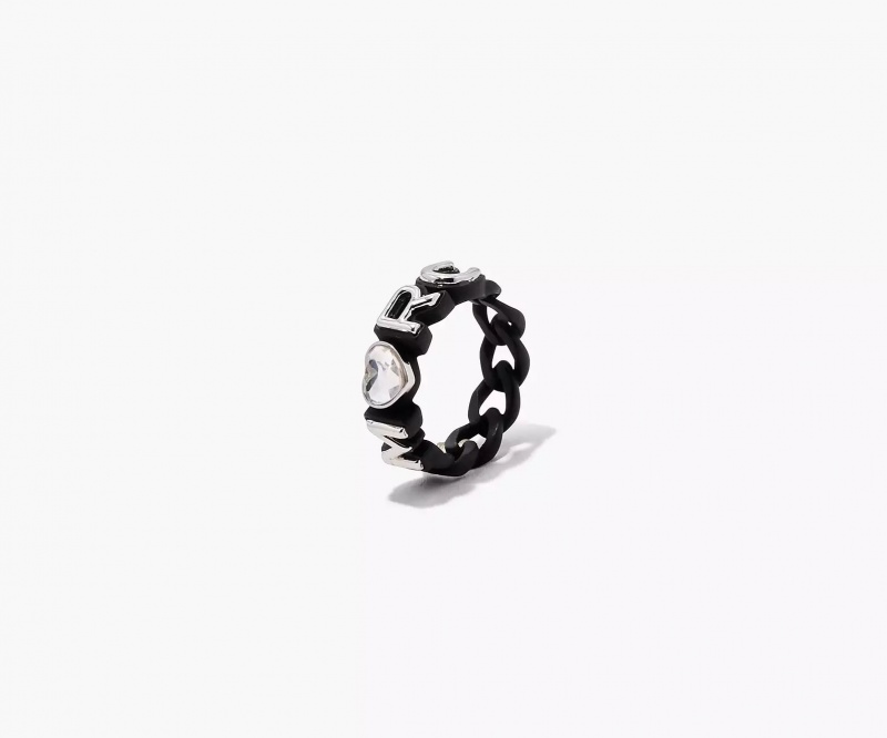 Black Marc Jacobs The Charmed Chain Women's Ring | WLJP-03561