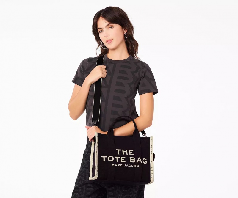 Black Marc Jacobs The Jacquard Medium Women's Tote Bags | QRBT-80135