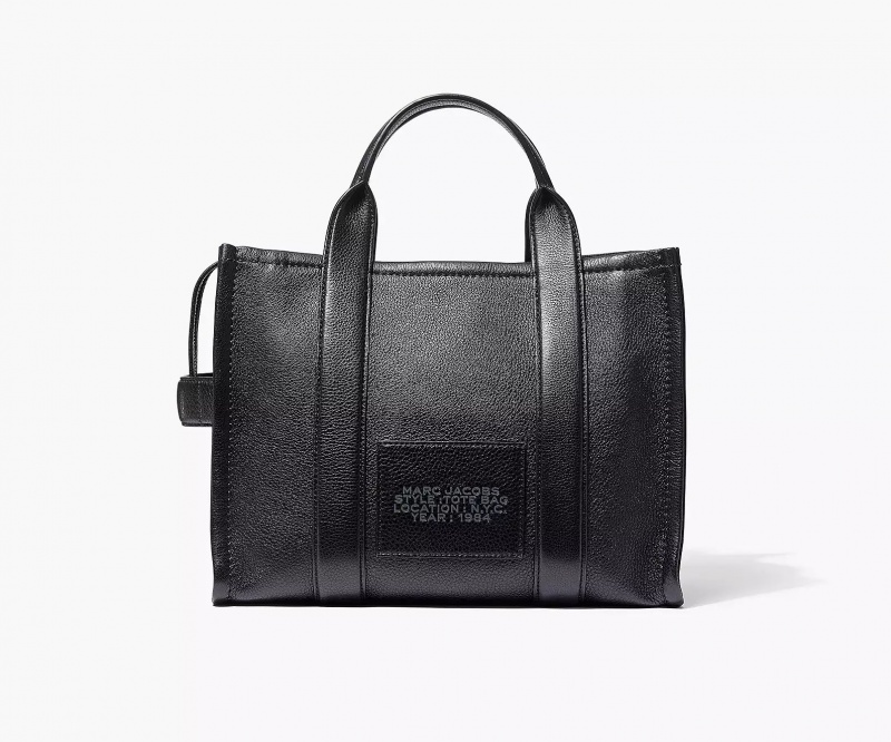 Black Marc Jacobs The Leather Medium Women's Tote Bags | IUCB-28591