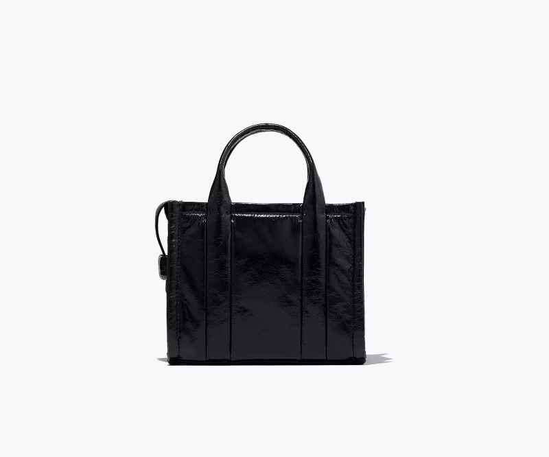 Black Marc Jacobs The Shiny Crinkle Leather Small Women's Tote Bags | VNRD-84695