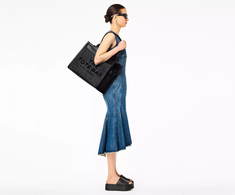 Black Marc Jacobs The Woven DTM Large| Women's Tote Bags | RZTK-12894