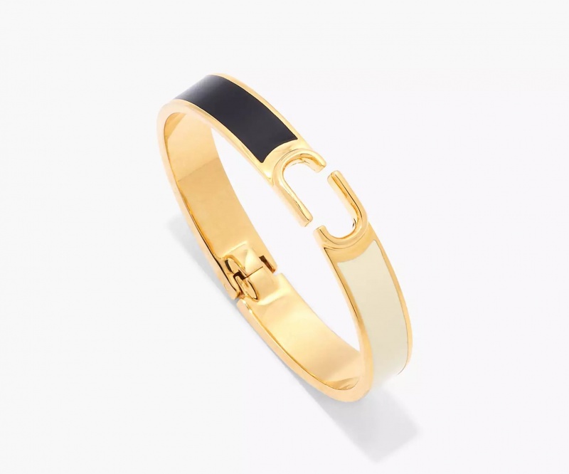 Black / Gold Marc Jacobs Hinge Bangle Women's Bracelets | JYZQ-40568