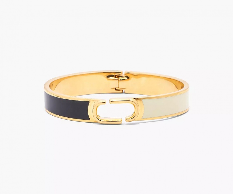 Black / Gold Marc Jacobs Hinge Bangle Women\'s Bracelets | JYZQ-40568