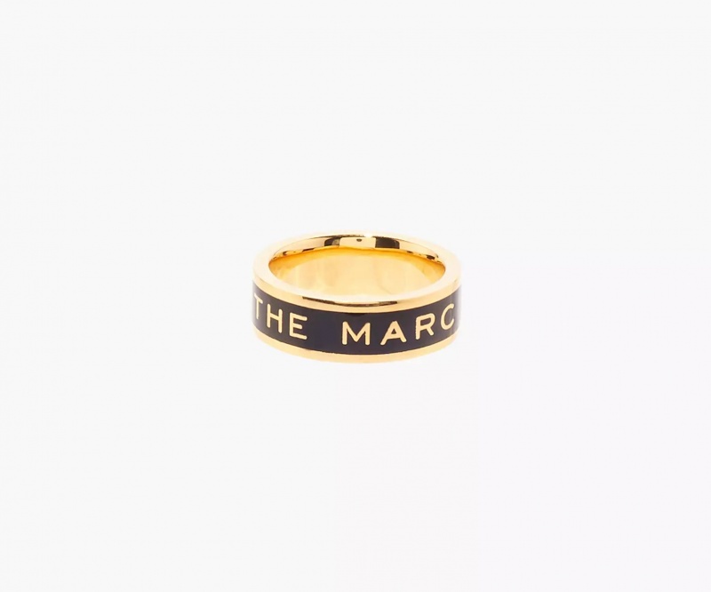 Black / Gold Marc Jacobs The Medallion Women's Ring | VRMI-78435