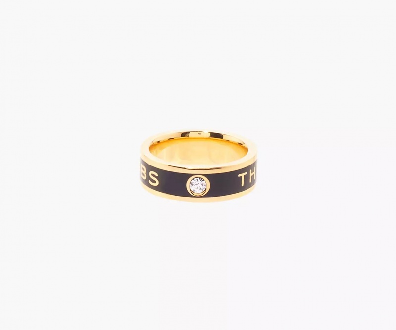 Black / Gold Marc Jacobs The Medallion Women\'s Ring | VRMI-78435