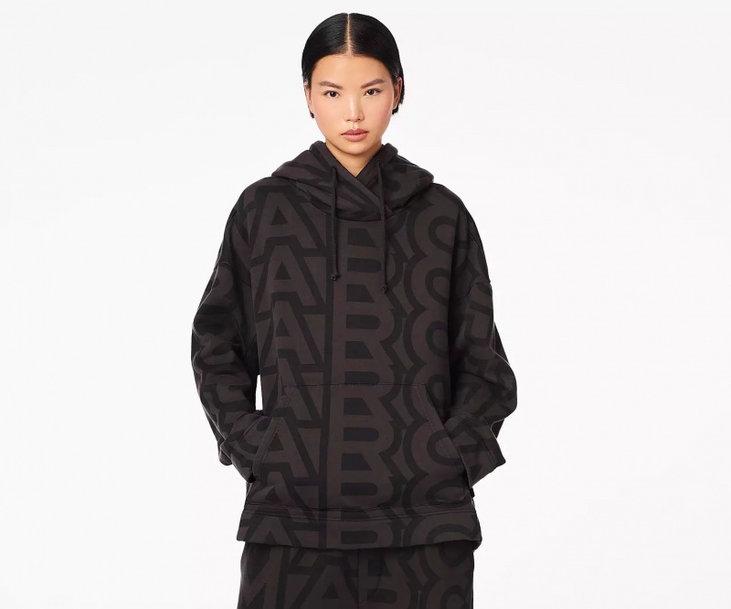 Black / Grey Marc Jacobs The Monogram Oversized Women's Hoodie | QXAF-74961