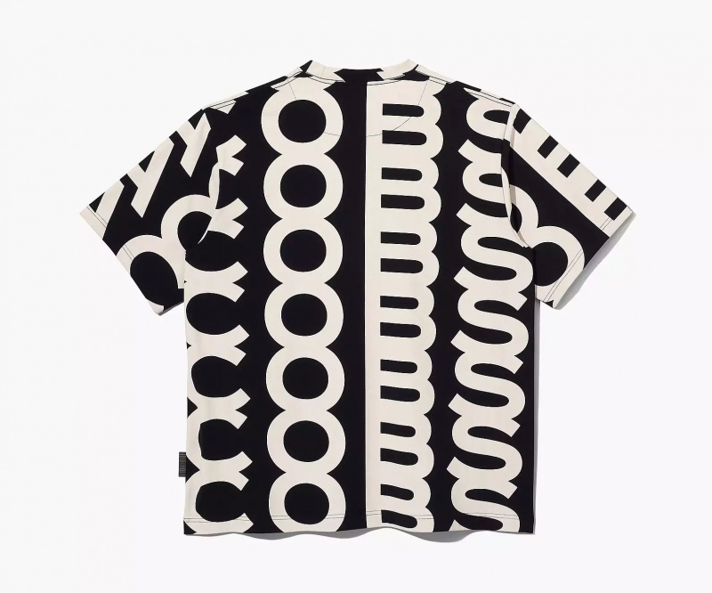 Black / White Marc Jacobs Monogram Big Women's T Shirts | KCFT-64821