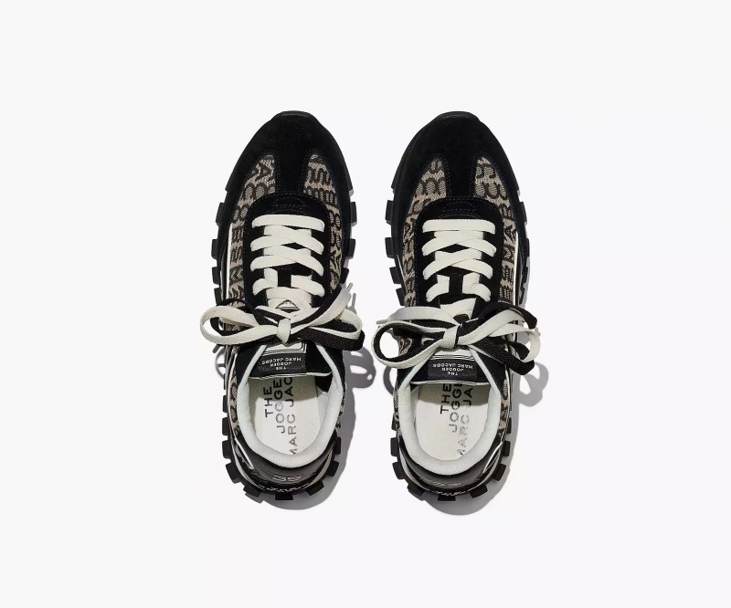 Black / White Marc Jacobs Monogram Jogger Women's Sneakers | UJNH-42830