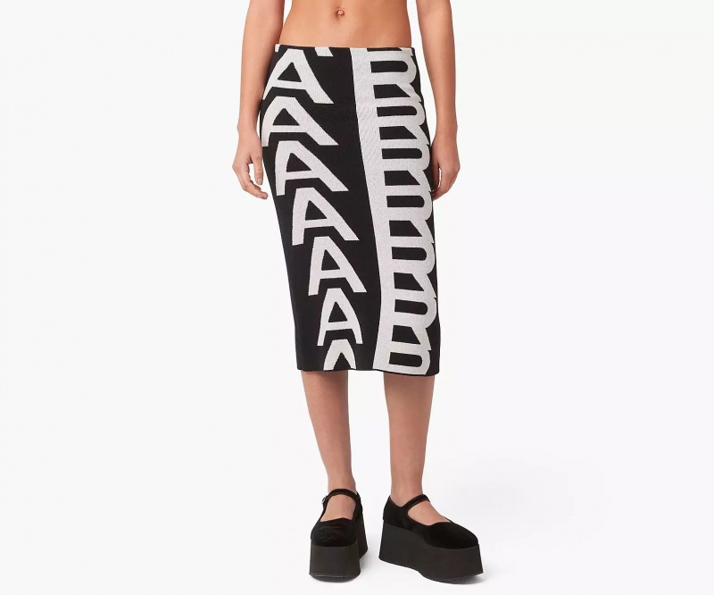 Black / White Marc Jacobs Monogram Knit Tube Women's Skirts | MIPB-05419