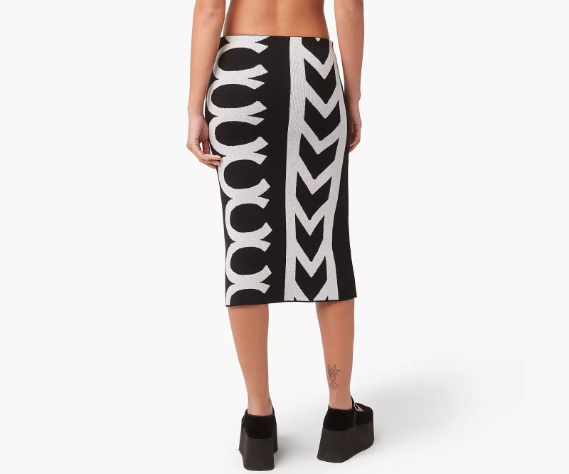 Black / White Marc Jacobs Monogram Knit Tube Women's Skirts | MIPB-05419