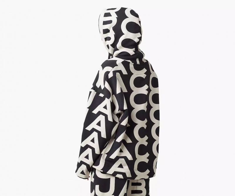 Black / White Marc Jacobs Monogram Oversized Women's Hoodie | DYNQ-47692