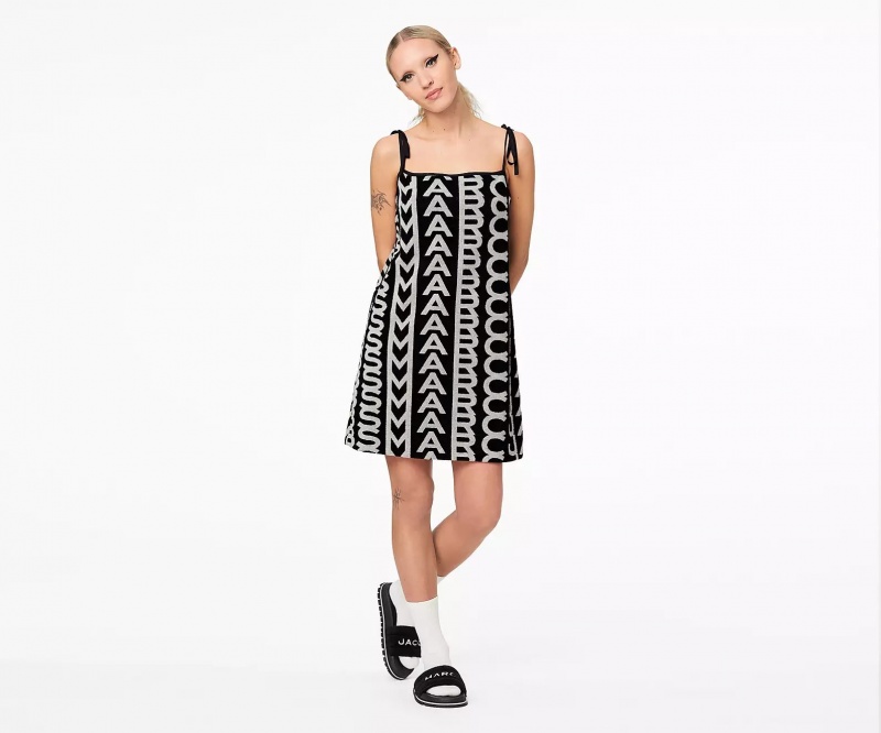 Black / White Marc Jacobs Monogram Terry Apron Women's Dress | LYIP-82950