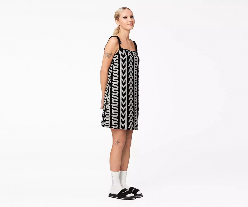 Black / White Marc Jacobs Monogram Terry Apron Women's Dress | LYIP-82950