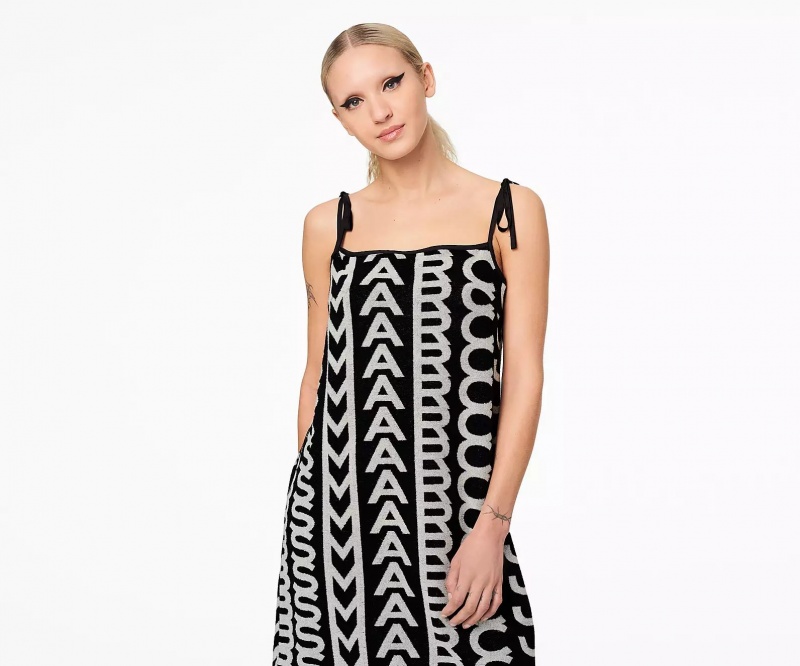 Black / White Marc Jacobs Monogram Terry Apron Women's Dress | LYIP-82950