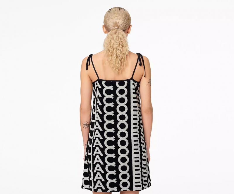 Black / White Marc Jacobs Monogram Terry Apron Women's Dress | LYIP-82950