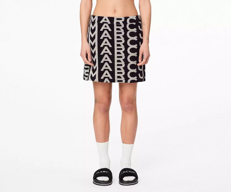 Black / White Marc Jacobs Monogram Terry Women's Skirts | MBVH-17638