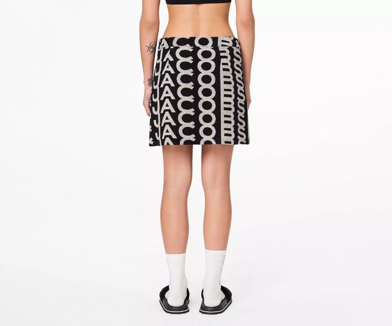 Black / White Marc Jacobs Monogram Terry Women's Skirts | MBVH-17638