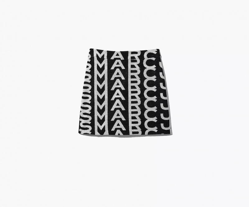 Black / White Marc Jacobs Monogram Terry Women\'s Skirts | MBVH-17638