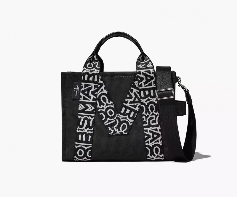 Black / White Marc Jacobs The M Medium Women\'s Tote Bags | RPHF-32470