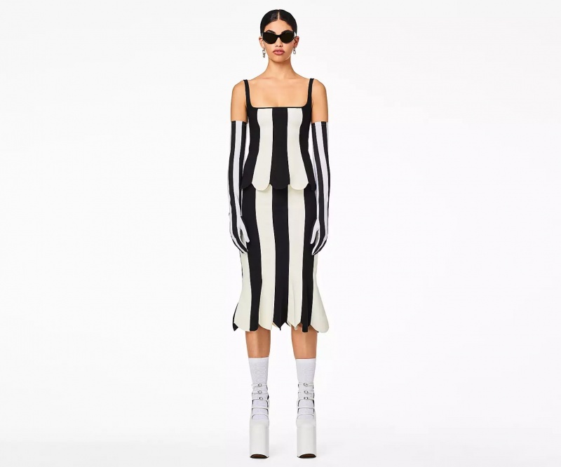 Black / White Marc Jacobs The Scuba Stripe Women's Tops | JSGR-32169