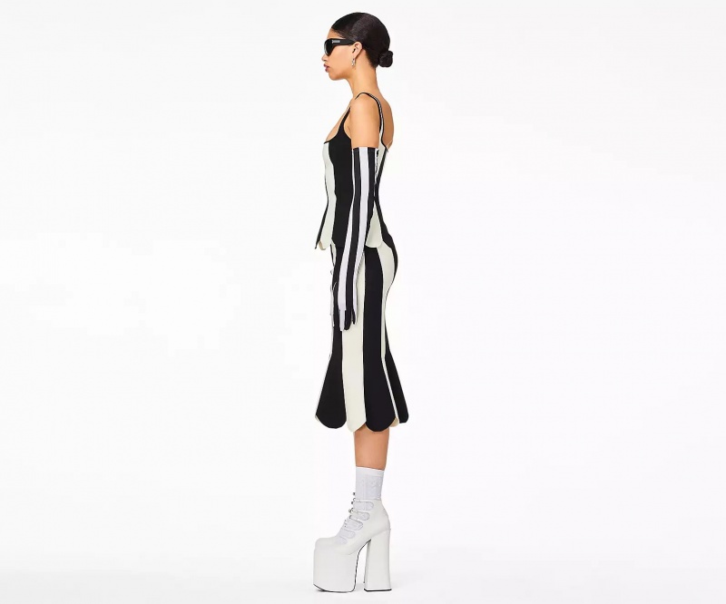 Black / White Marc Jacobs The Scuba Stripe Women's Tops | JSGR-32169