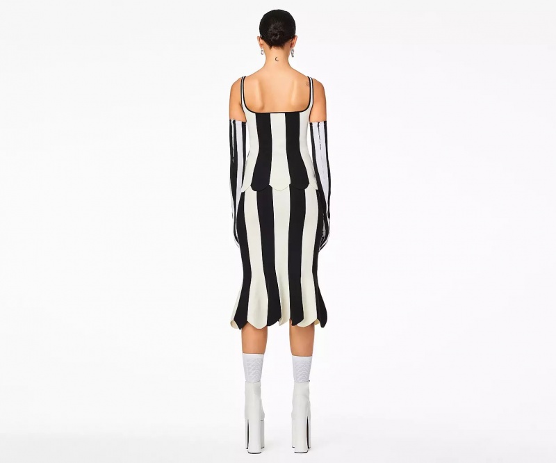 Black / White Marc Jacobs The Scuba Stripe Women's Tops | JSGR-32169