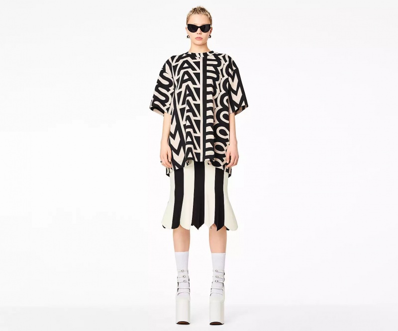 Black / White Marc Jacobs The Scuba Stripe Women's Skirts | KQVZ-87605