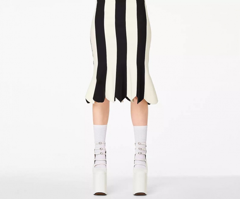 Black / White Marc Jacobs The Scuba Stripe Women's Skirts | KQVZ-87605