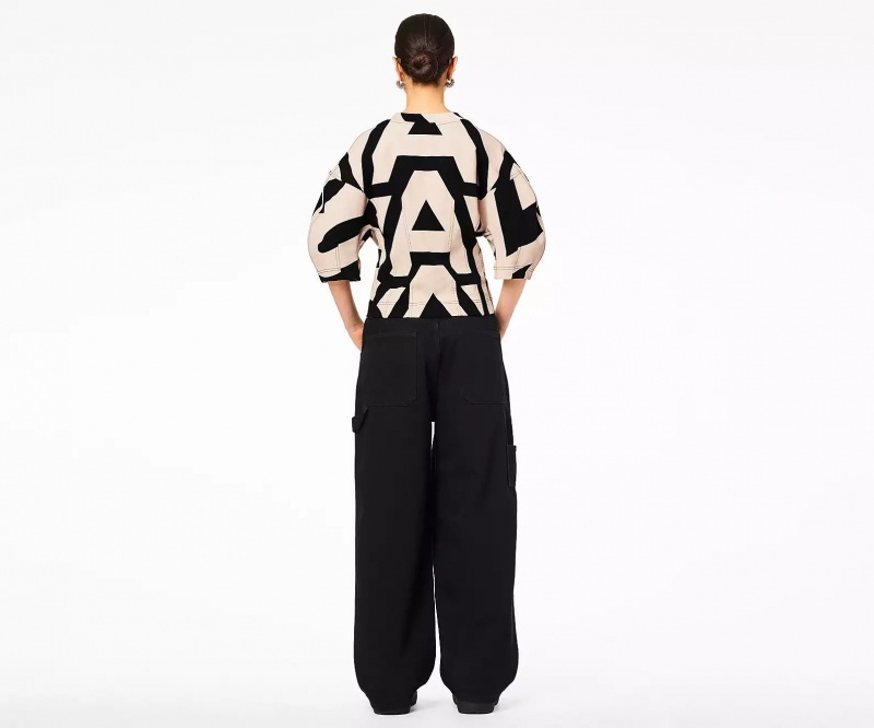 Black / White Marc Jacobs The Seamed Monogram Women's Tops | YNTE-06198