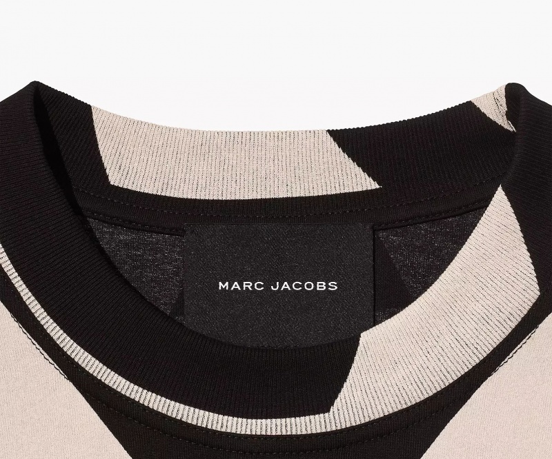 Black / White Marc Jacobs The Seamed Monogram Women's Tops | YNTE-06198