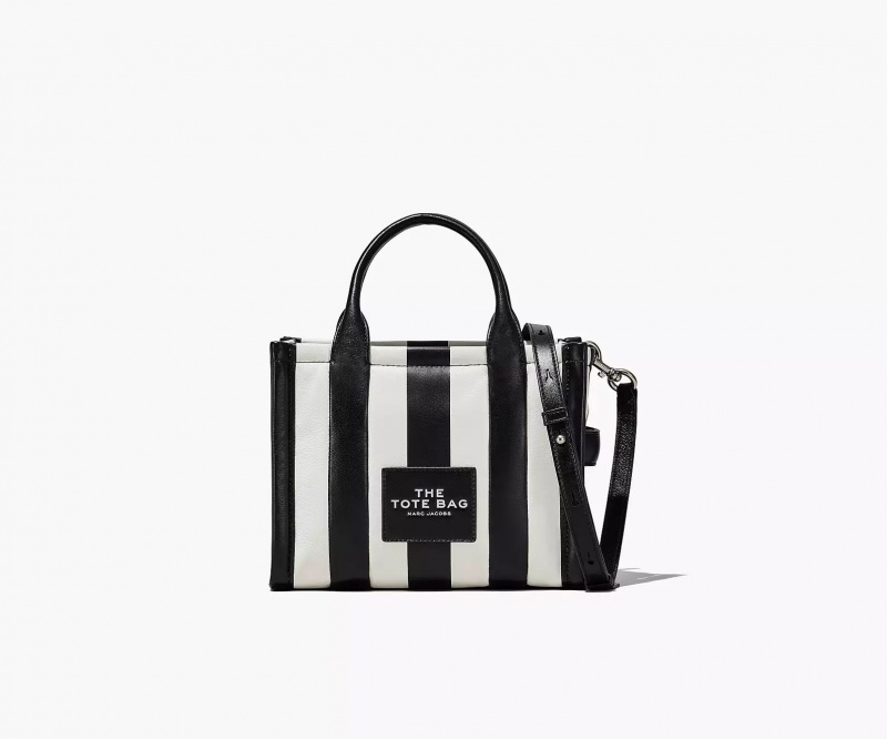 Black / White Marc Jacobs The Striped Small Women\'s Tote Bags | ZEMX-27598