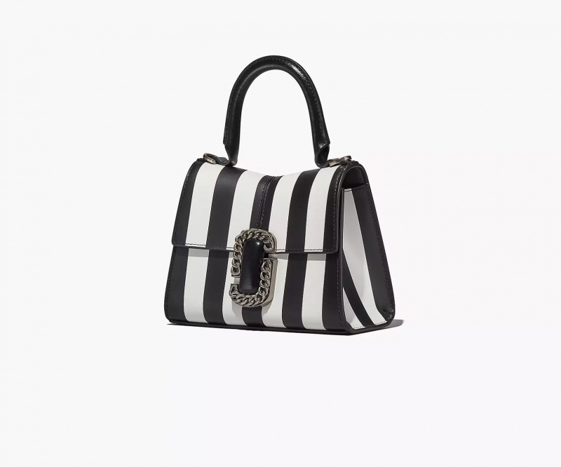 Black / White Marc Jacobs The Striped St. Women's Mini Bags | IAJV-65274