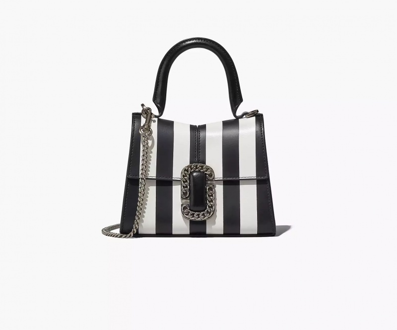 Black / White Marc Jacobs The Striped St. Women\'s Mini Bags | IAJV-65274