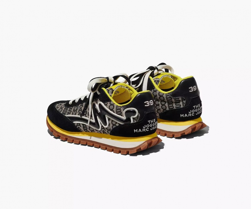 Black / Yellow Marc Jacobs Monogram Jogger Women's Sneakers | CSNX-02845