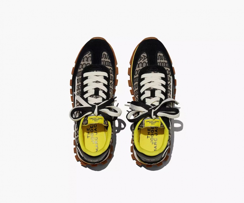 Black / Yellow Marc Jacobs Monogram Jogger Women's Sneakers | CSNX-02845