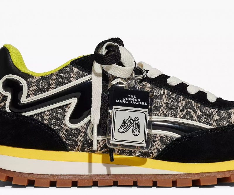 Black / Yellow Marc Jacobs Monogram Jogger Women's Sneakers | CSNX-02845