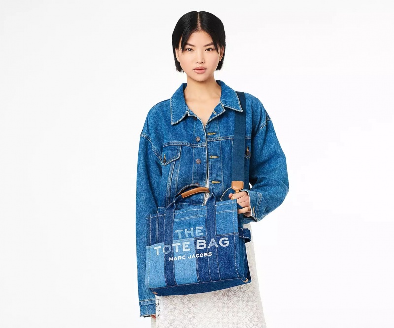 Blue Marc Jacobs The Denim Medium Women's Tote Bags | JTOB-65910